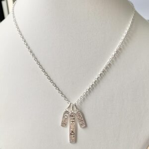 Sterling Silver Word Trio Charm Necklace