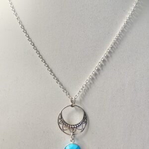 Sterling Silver Petal Hoop Connector & Turquoise Drop Necklace