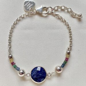 Rainbow Sapphire & Sterling Silver Beaded Bracelet