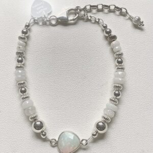 Opal & Sterling Silver Beaded Stacking Bracelet